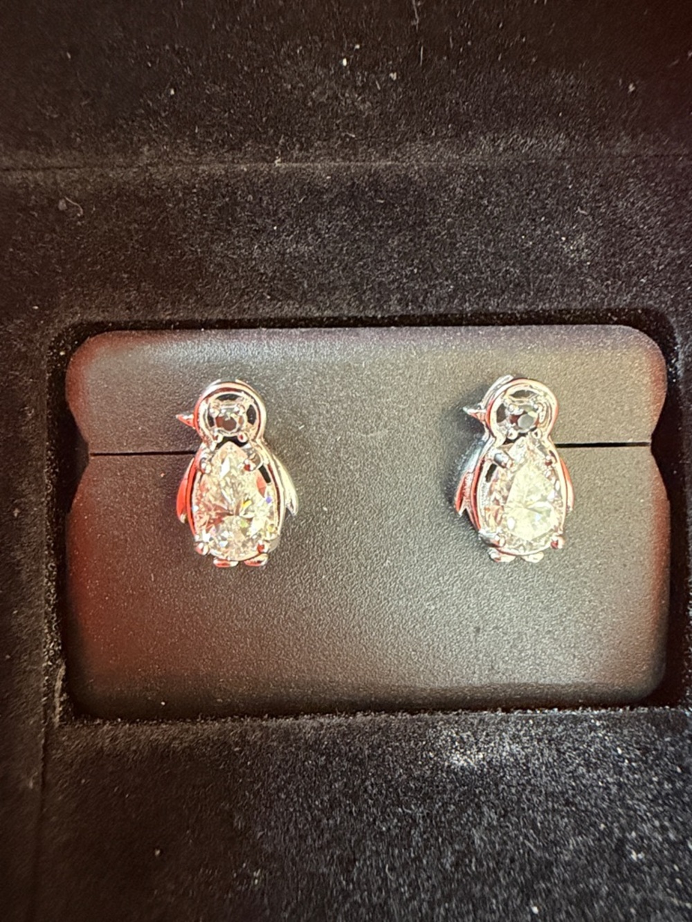 Sterling 925 silver Penguin pushback earrings .50 CTW moissanite
